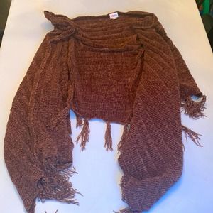 LuLaRoe Mimi- chocolate brown- one size- button up shawl/shrug